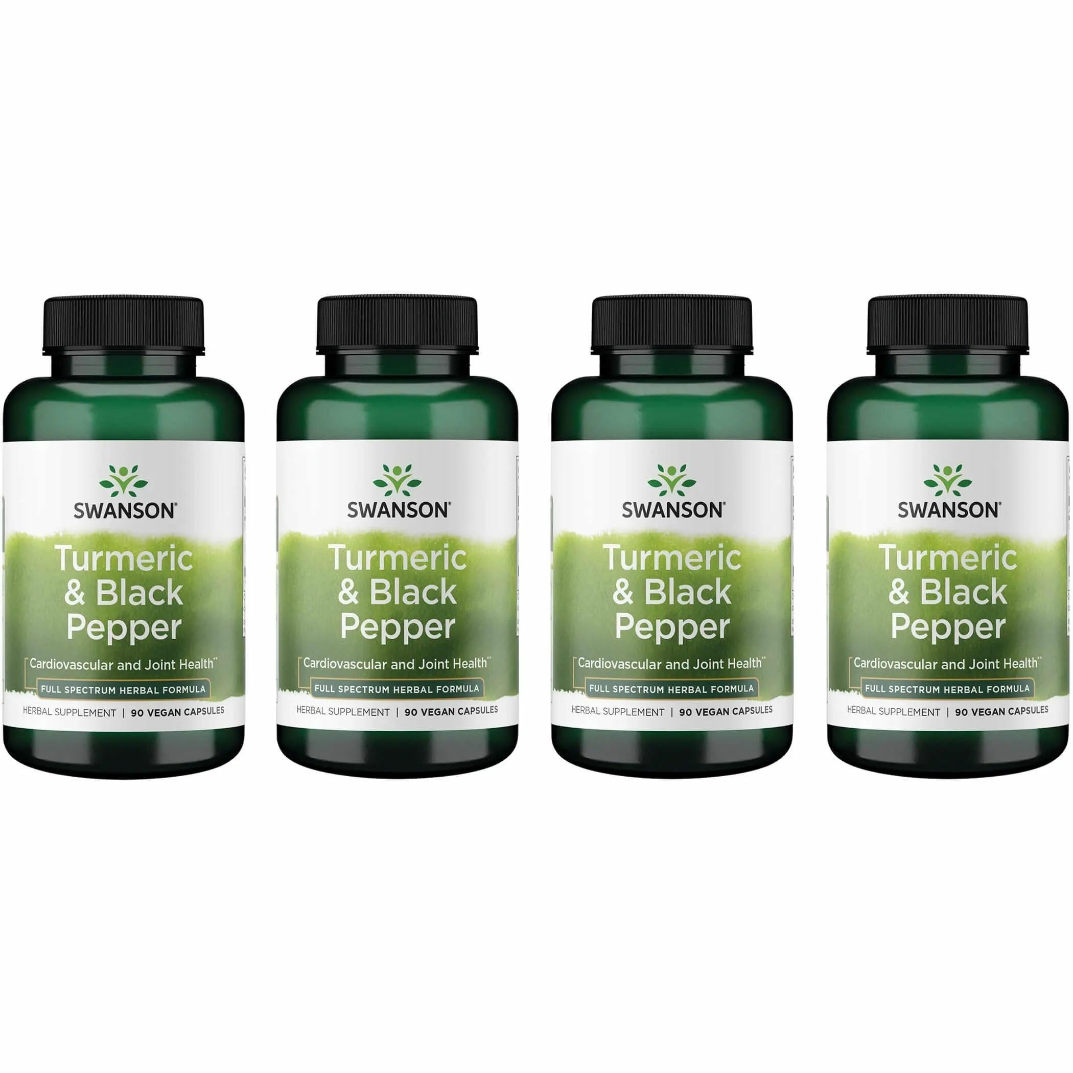 Swanson Premium Turmeric & Black Pepper bottle front, supports daily wellness.