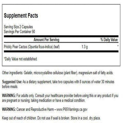 Swanson Prickly Pear Cactus capsules close-up highlighting 650 mg per serving