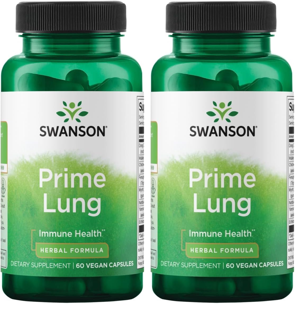 Swanson Prime Lung 60 Veg Caps bottle front — supports healthy lung function for daily breathing