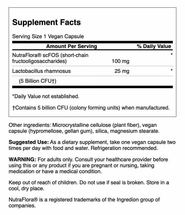 Swanson probiotic capsules shown for gut support throughout travel