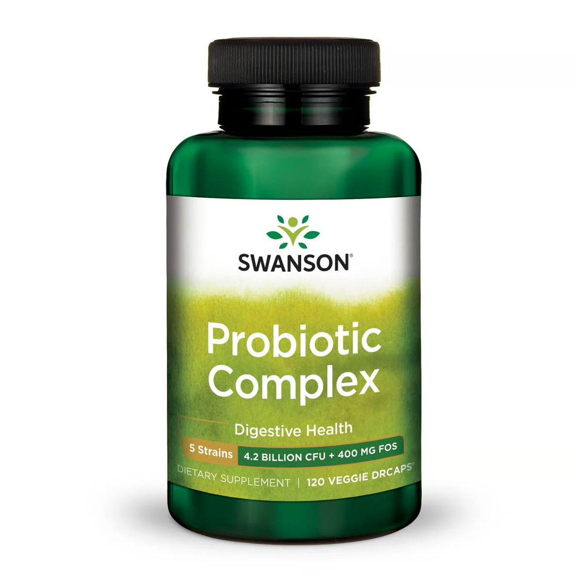 Swanson Probiotic Complex 42B CFU bottle supports daily digestive balance.