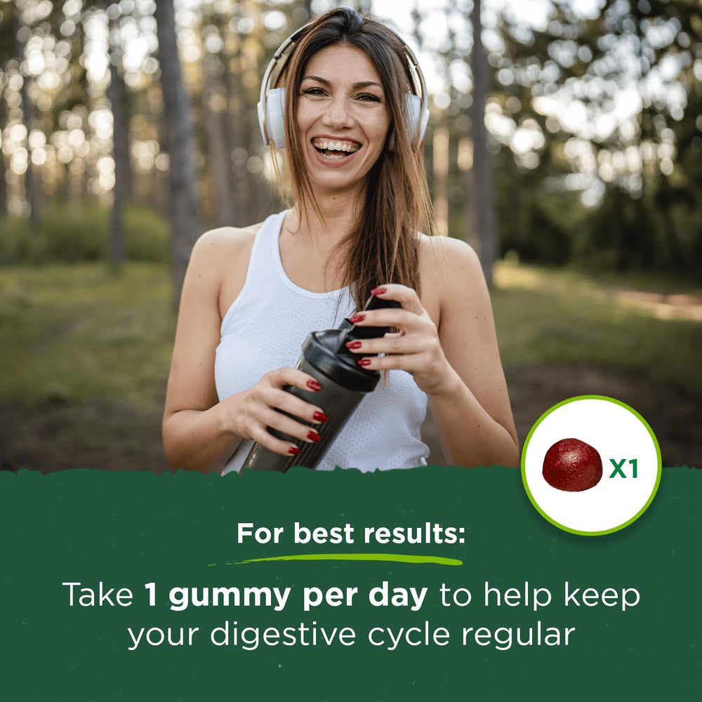 Swanson Blackberry flavored probiotic gummies provide daily gut support.