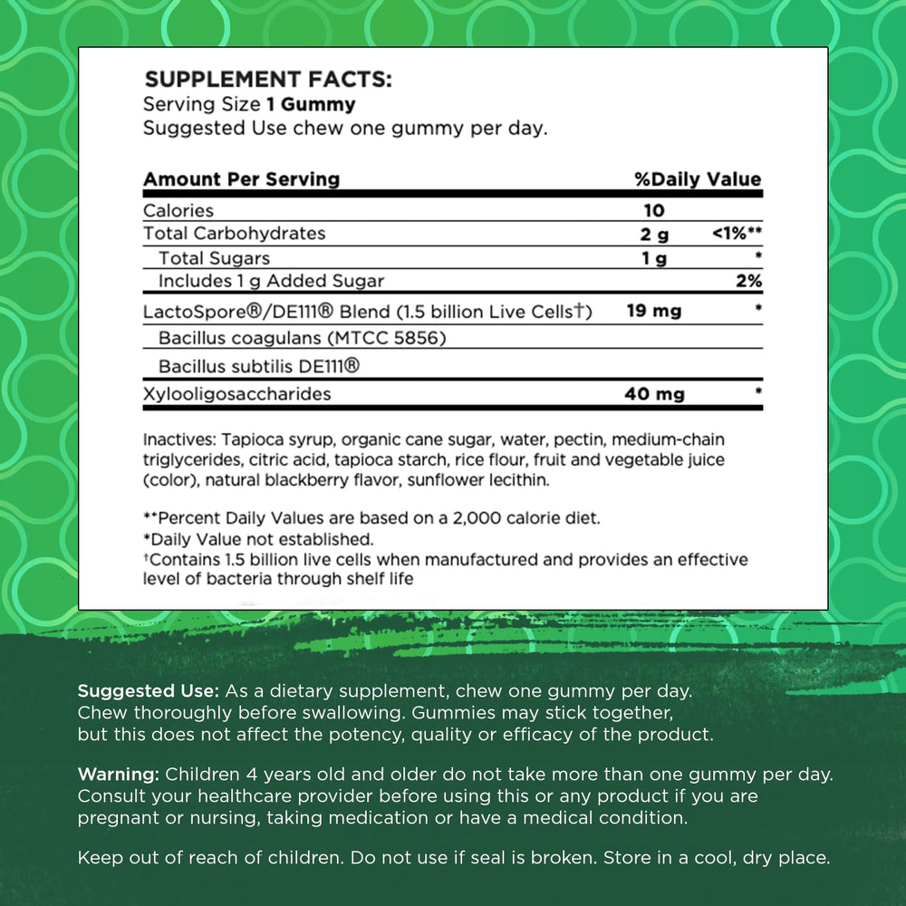 Two gummies per day provide consistent probiotic support.