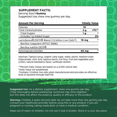 Two gummies per day provide consistent probiotic support.