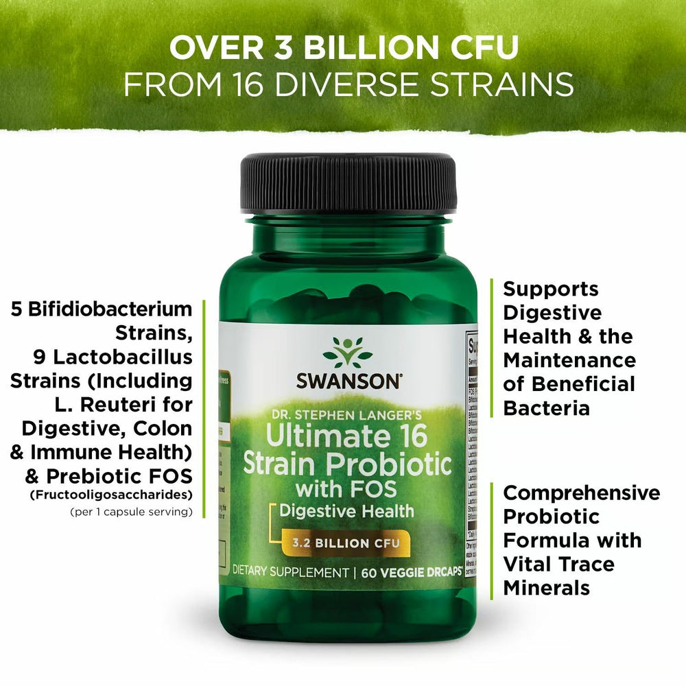 Swanson probiotic with prebiotic FOS illustration and CFU detail