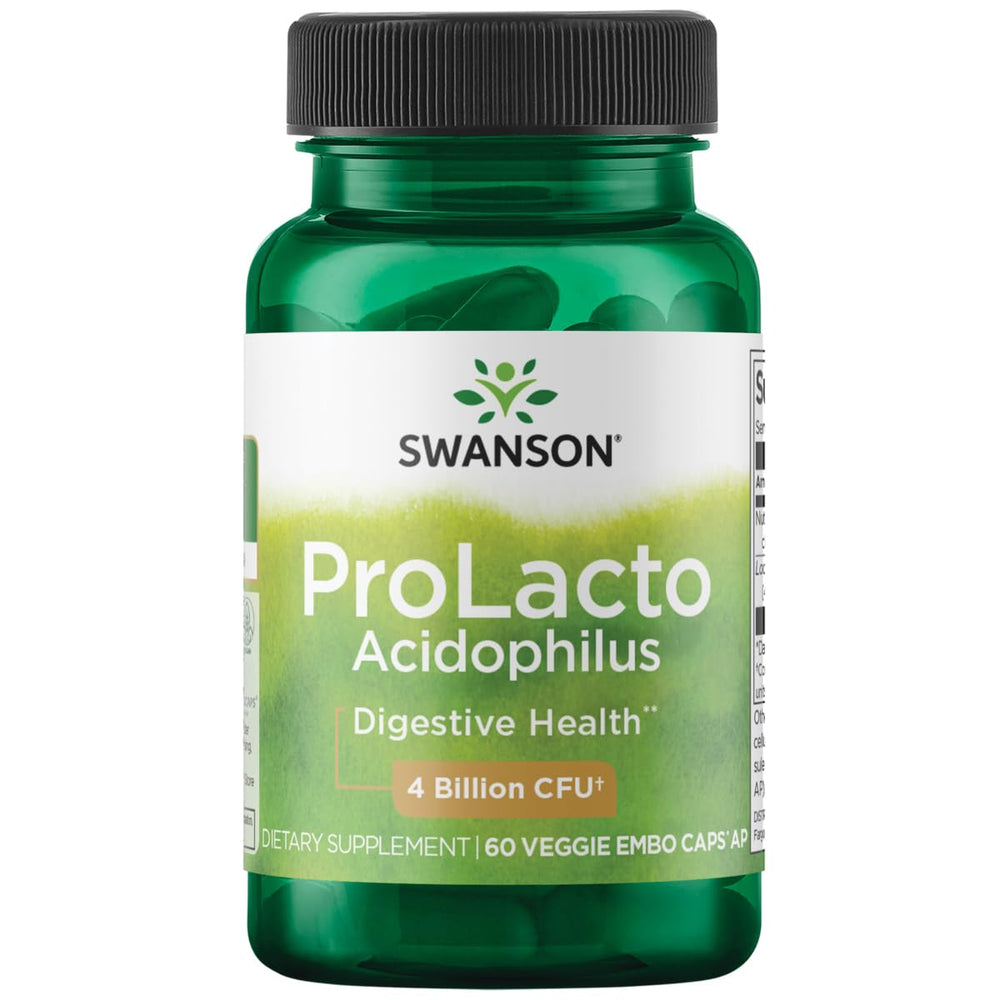 Swanson Prolacto Acidophilus bottle: supports gut balance and regularity daily