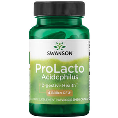 Swanson Prolacto Acidophilus bottle: supports gut balance and regularity daily