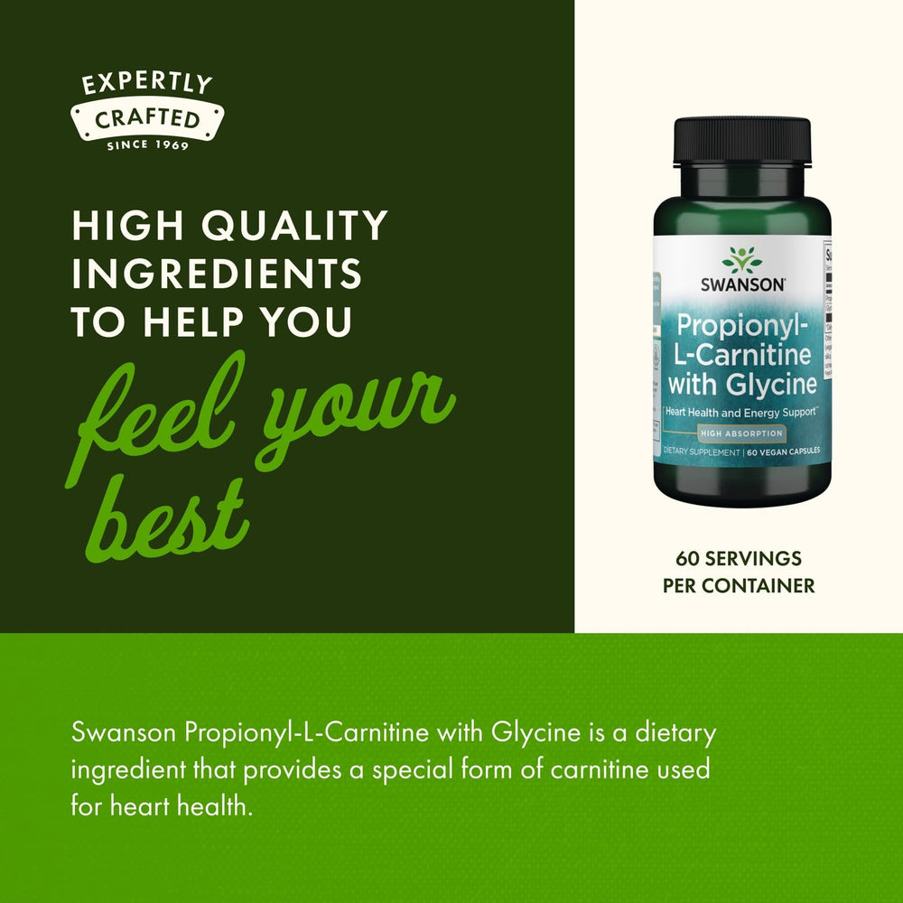 Swanson Propionyl L-Carnitine with Glycine packaging highlighting capsule count