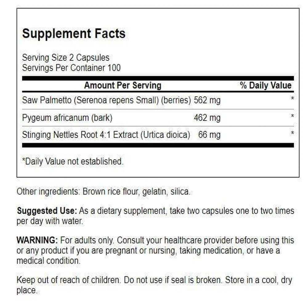 Swanson Prostate Complex capsules, easy to swallow daily supplement for men