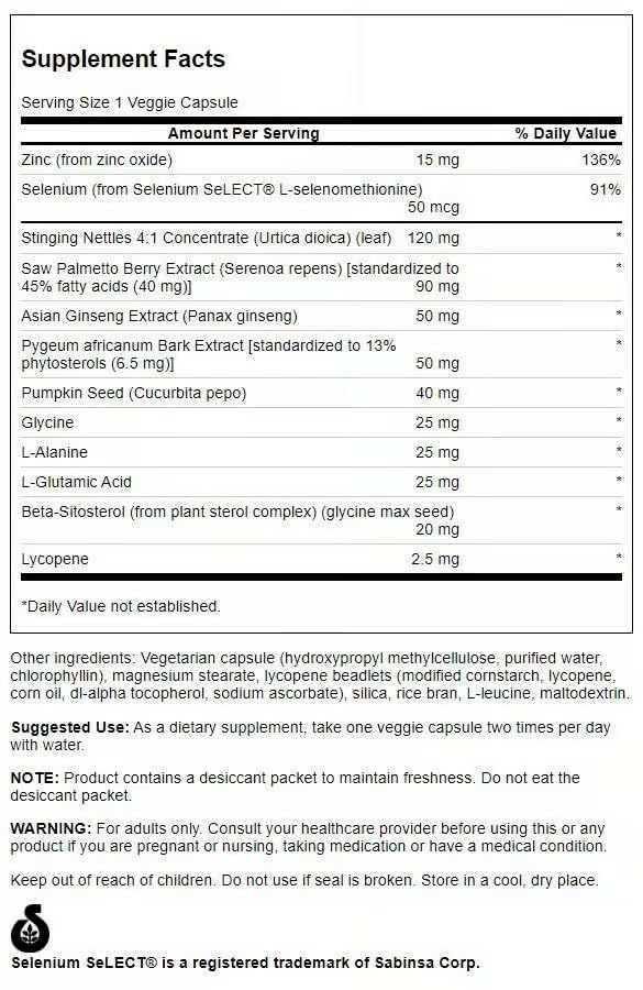 Close-up of Swanson Prostate Plus capsules, showing smooth texture and natural ingredients.