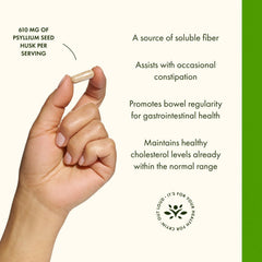 Packaging label details of Swanson psyllium husk showing quality guidance.