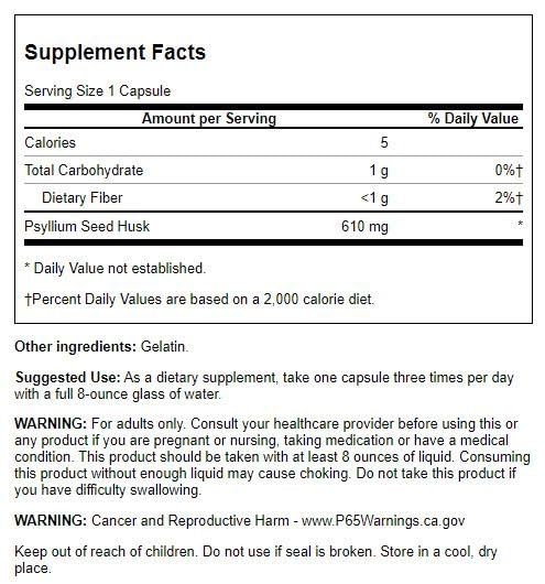 Close-up of Swanson Psyllium Husks capsules for daily fiber support