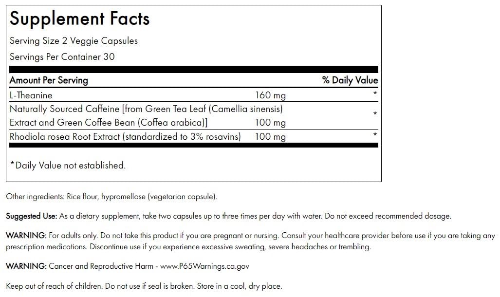 Swanson Pure Energy veggie capsules pack shot highlighting convenient daily energy