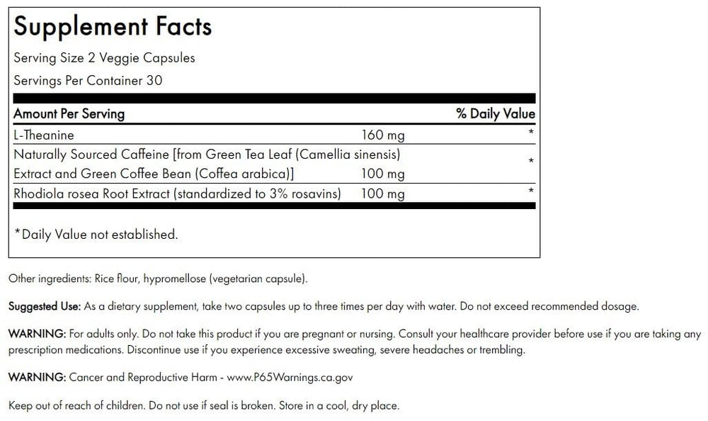 Swanson Pure Energy veggie capsules pack shot highlighting convenient daily energy