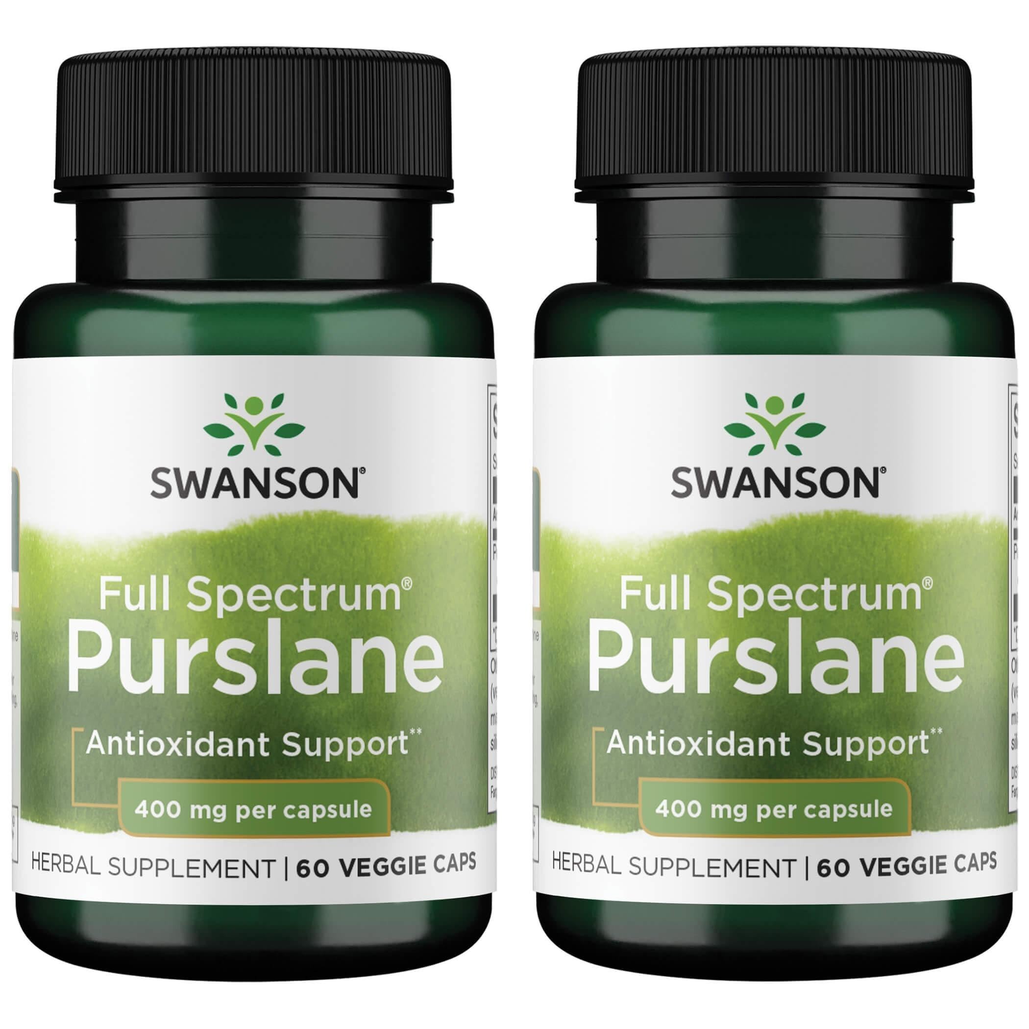 Swanson Purslane bottle front shows 400 mg capsules for easy daily use.