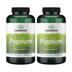 Swanson Pygeum bottle front showing capsule count and urinary health benefits.