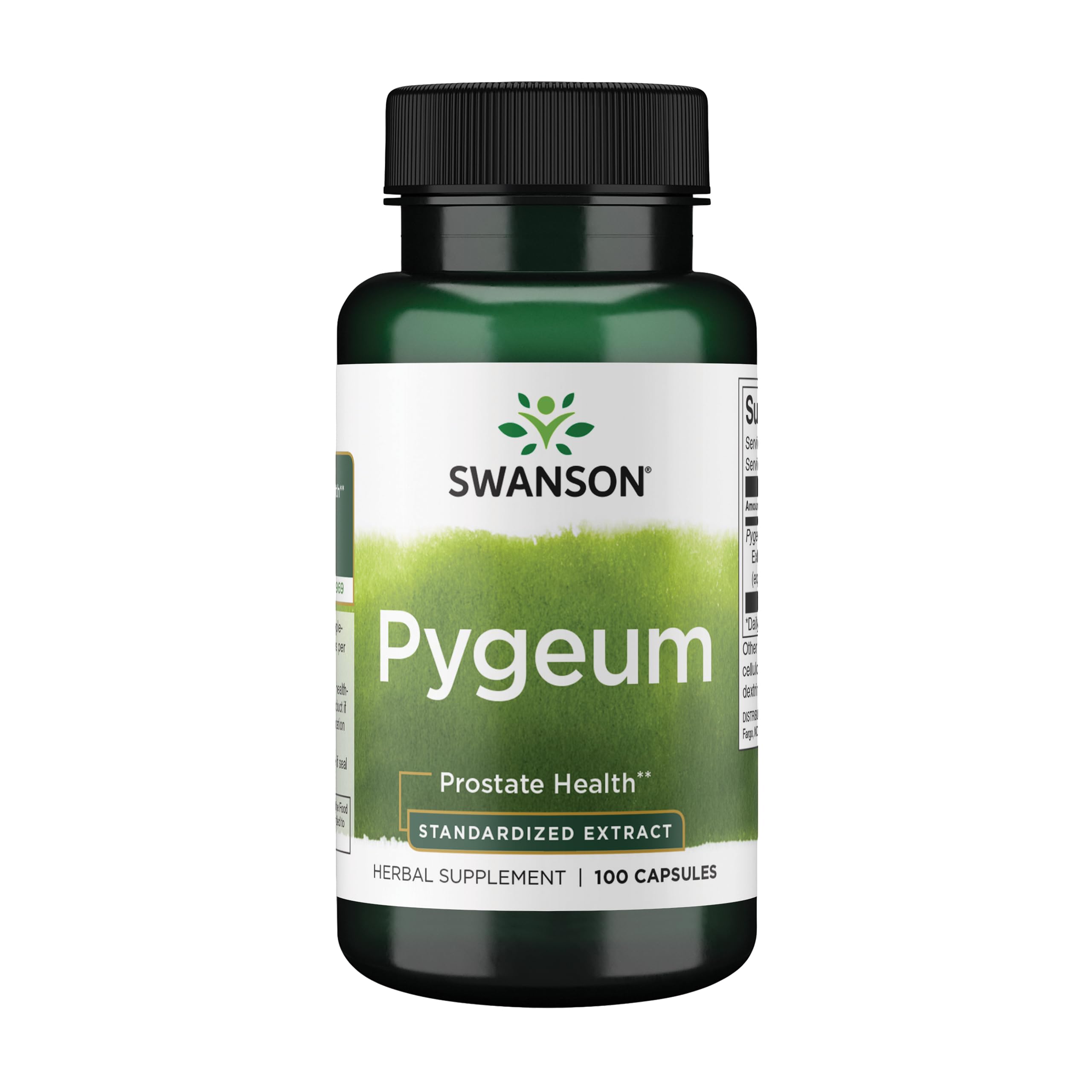 Swanson Pygeum bottle label shows product details for informed daily use.