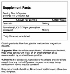 Close-up of Swanson Quercetin and Bromelain capsules for easy daily use.