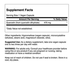 Swanson Quercetin capsules close-up, vegan capsules for daily use.
