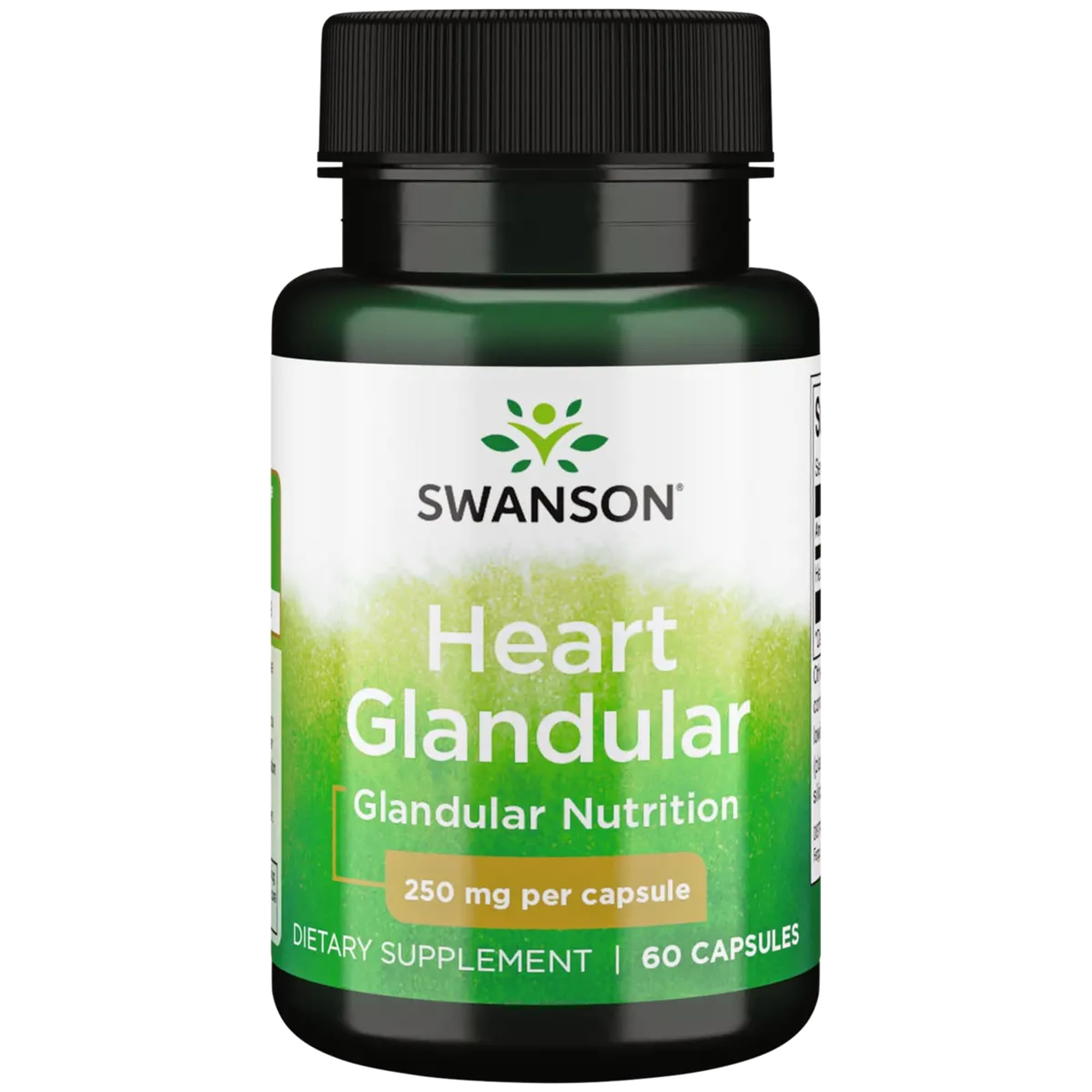 Swanson Raw Heart Glandular bottle for convenient daily usage and dosage.