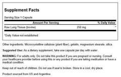Close-up of Swanson Lung Glandular capsules showing easy-to-swallow design for daily use.