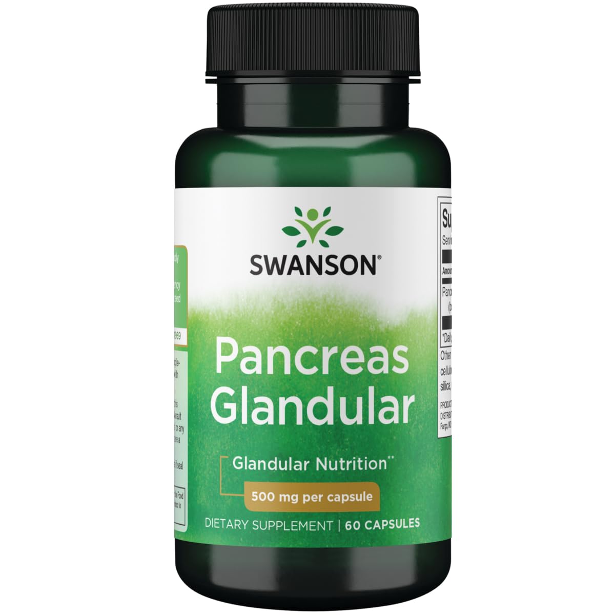 Swanson Raw Pancreas Glandular bottle with easy-to-swallow capsules for daily support