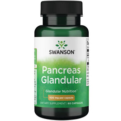 Swanson Raw Pancreas Glandular bottle with easy-to-swallow capsules for daily support