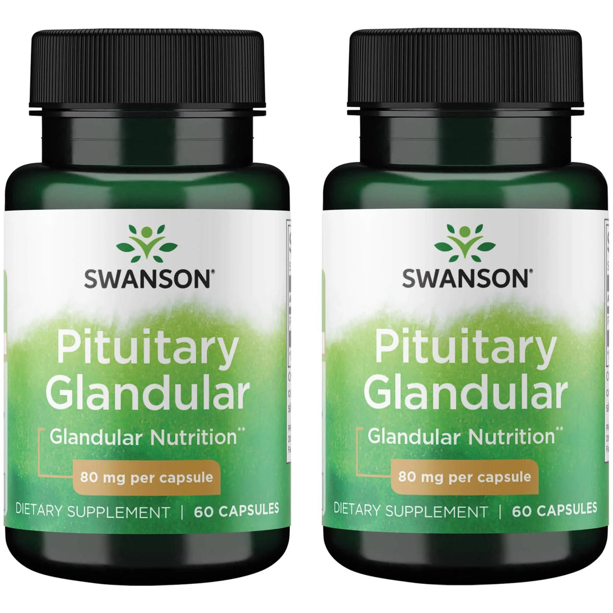 Swanson Raw Pituitary Glandular bottle front shows 80 mg strength for daily use.