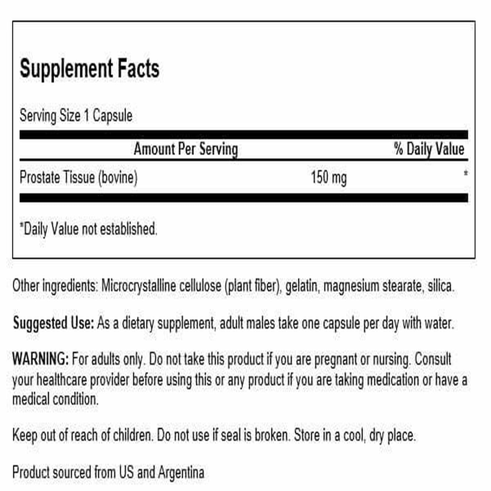 Close-up Swanson Raw Prostate Glandular 150mg capsules