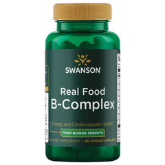 Swanson Real Food Vitamin B-Complex bottle for daily energy and wellbeing.