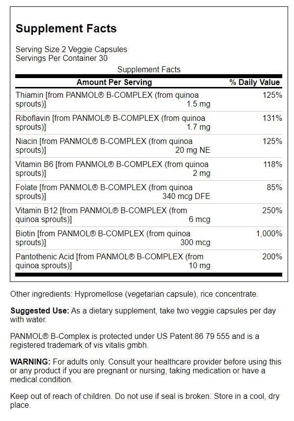 Swanson Real Food Vitamin B-Complex capsules close-up for vegan daily vitality.