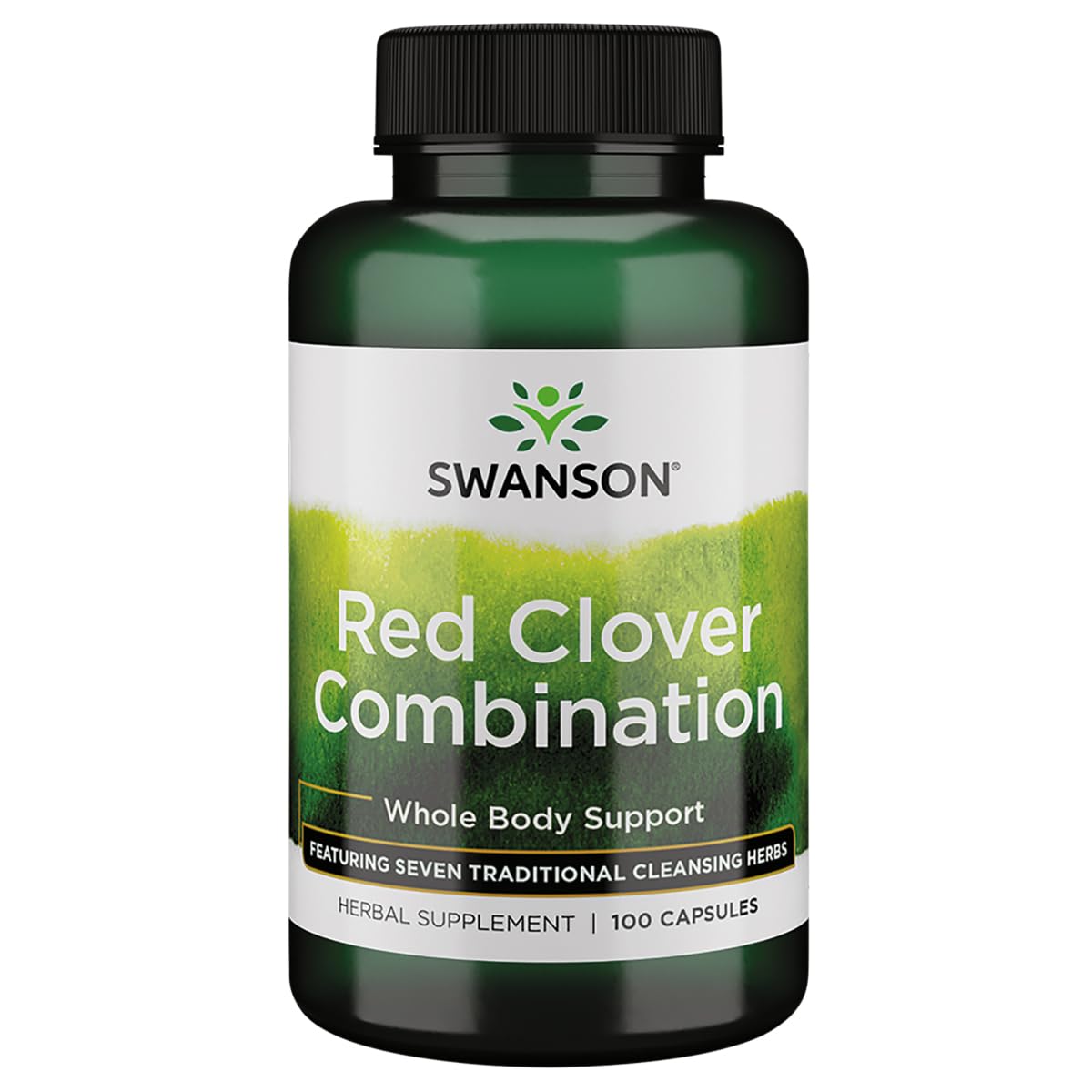Swanson Red Clover bottle label indicating plant-based wellness support.