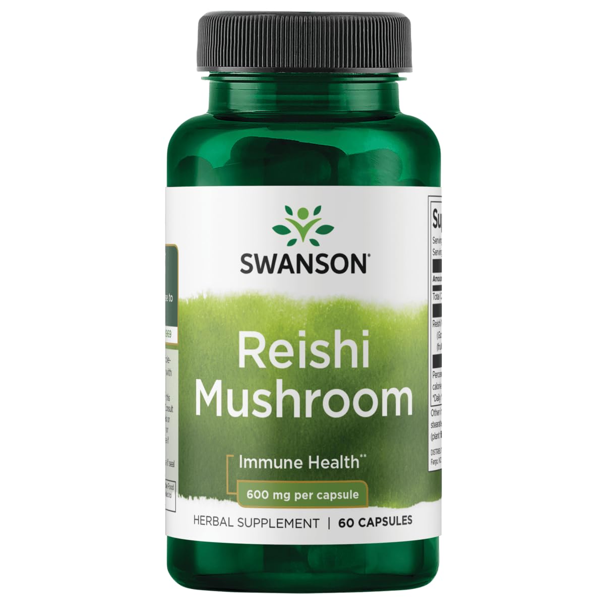 Swanson Reishi immune function bottle front view highlighting full-spectrum formula.