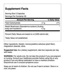 Swanson Reishi mood-support capsules close-up illustration emphasizing calm daily balance.