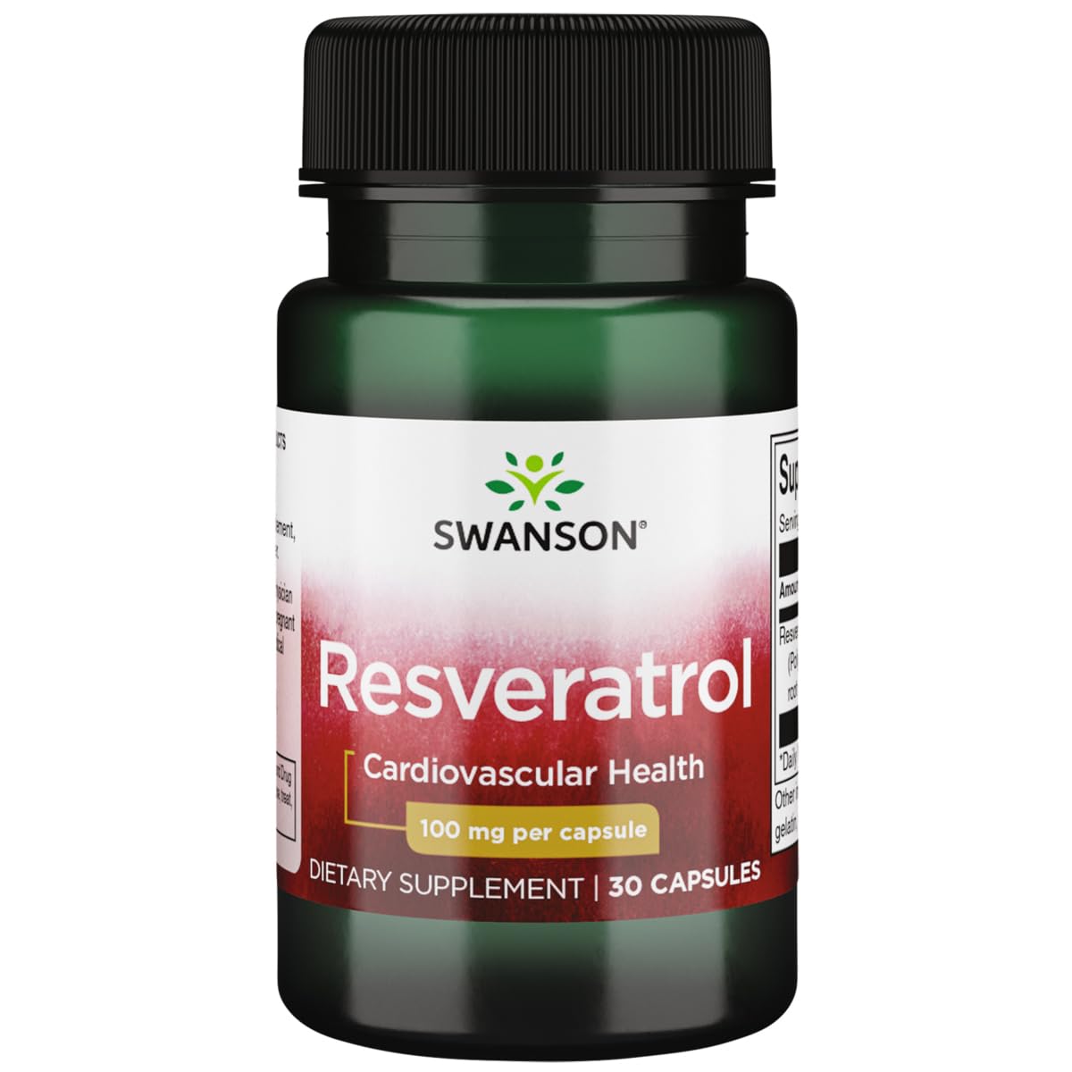 Swanson Resveratrol 100 bottle shows antioxidant support for daily wellness