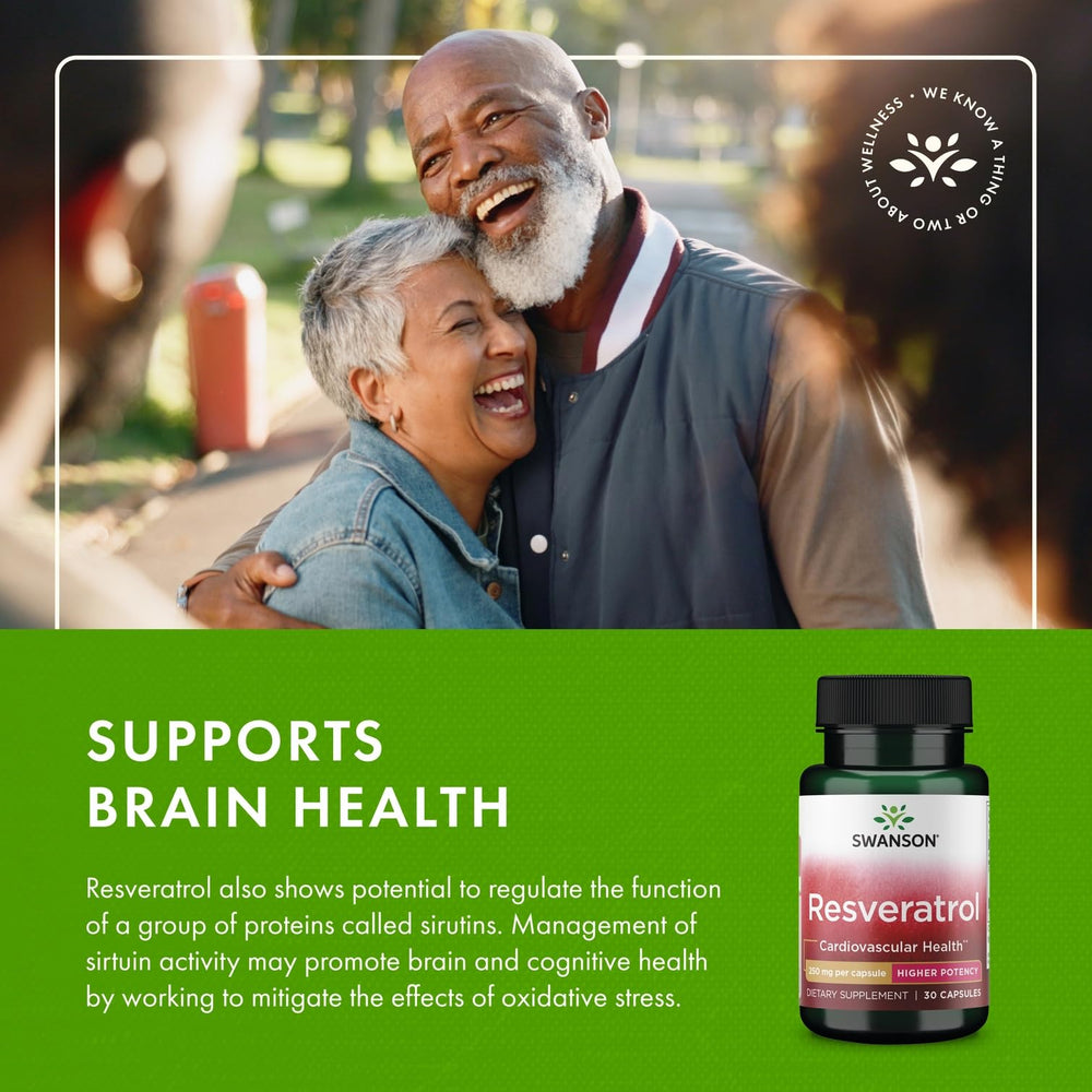 Swanson Resveratrol bottle on a white shelf conveys reliability.