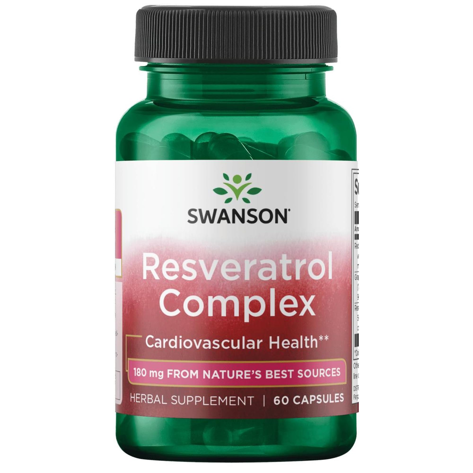 Swanson Resveratrol Complex bottle pour showing a daily heart health option