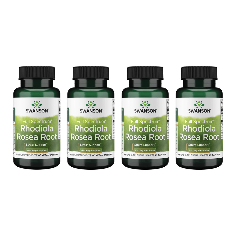 Swanson Rhodiola Rosea Root bottle label signaling natural stress support for daily wellness