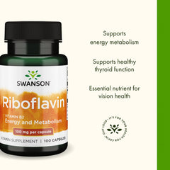 Swanson riboflavin capsules ready for daily wellness routine.
