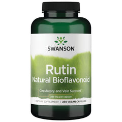 Swanson Rutin 250mg capsules on white surface for easy daily use
