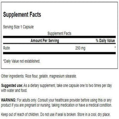 Swanson Rutin bottle label closeup highlighting potency and form
