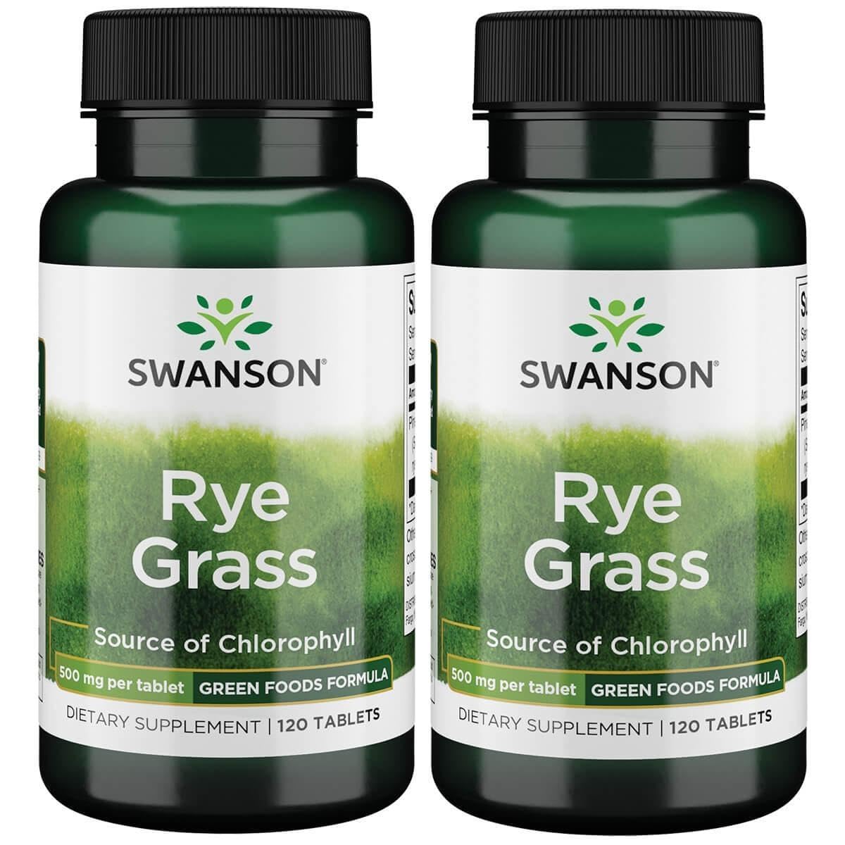 Swanson Rye Grass tablets bottle for daily energy support and natural nutrition.