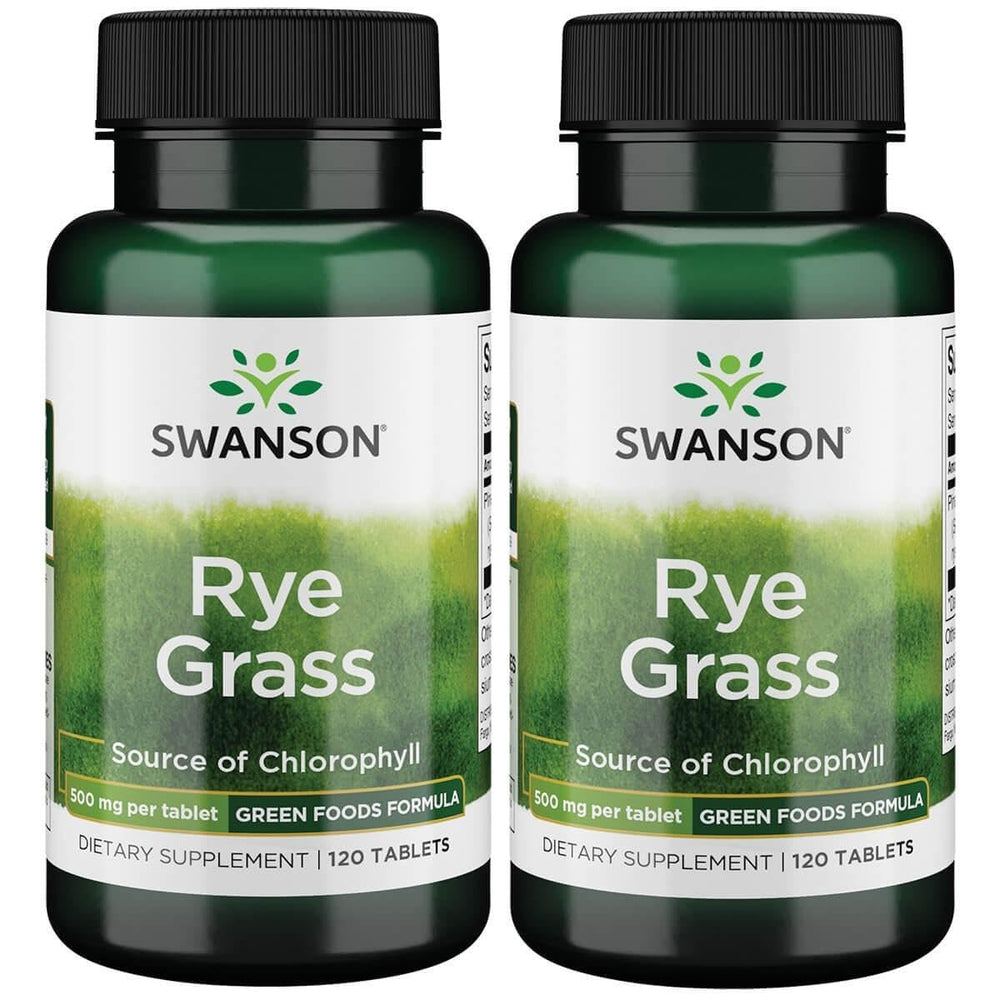 Swanson Rye Grass tablets bottle for daily energy support and natural nutrition.
