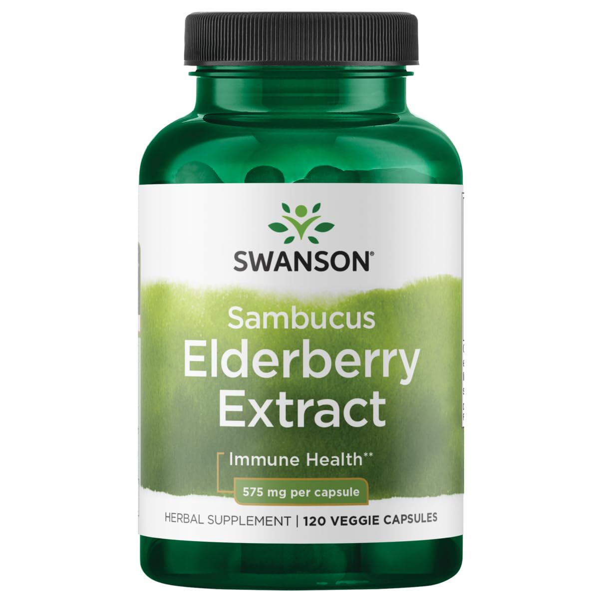 Swanson Sambucus elderberry extract bottle highlights immune support and antioxidant activity