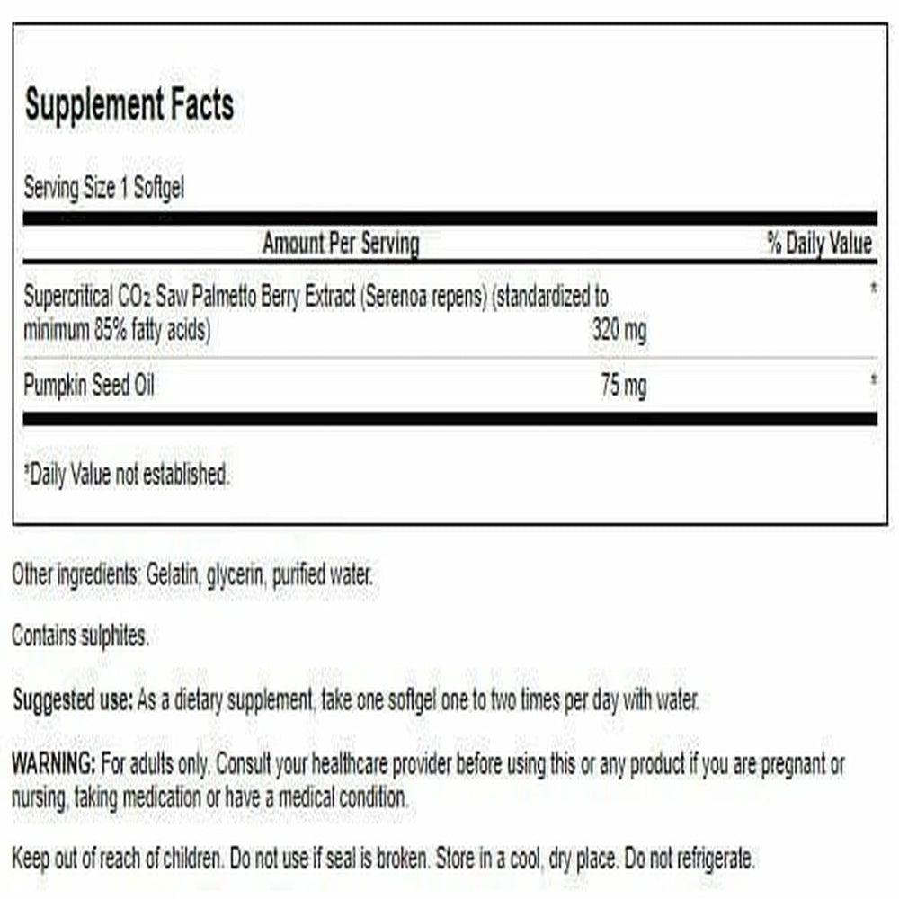 Swanson Saw Palmetto capsules close-up promoting urinary comfort