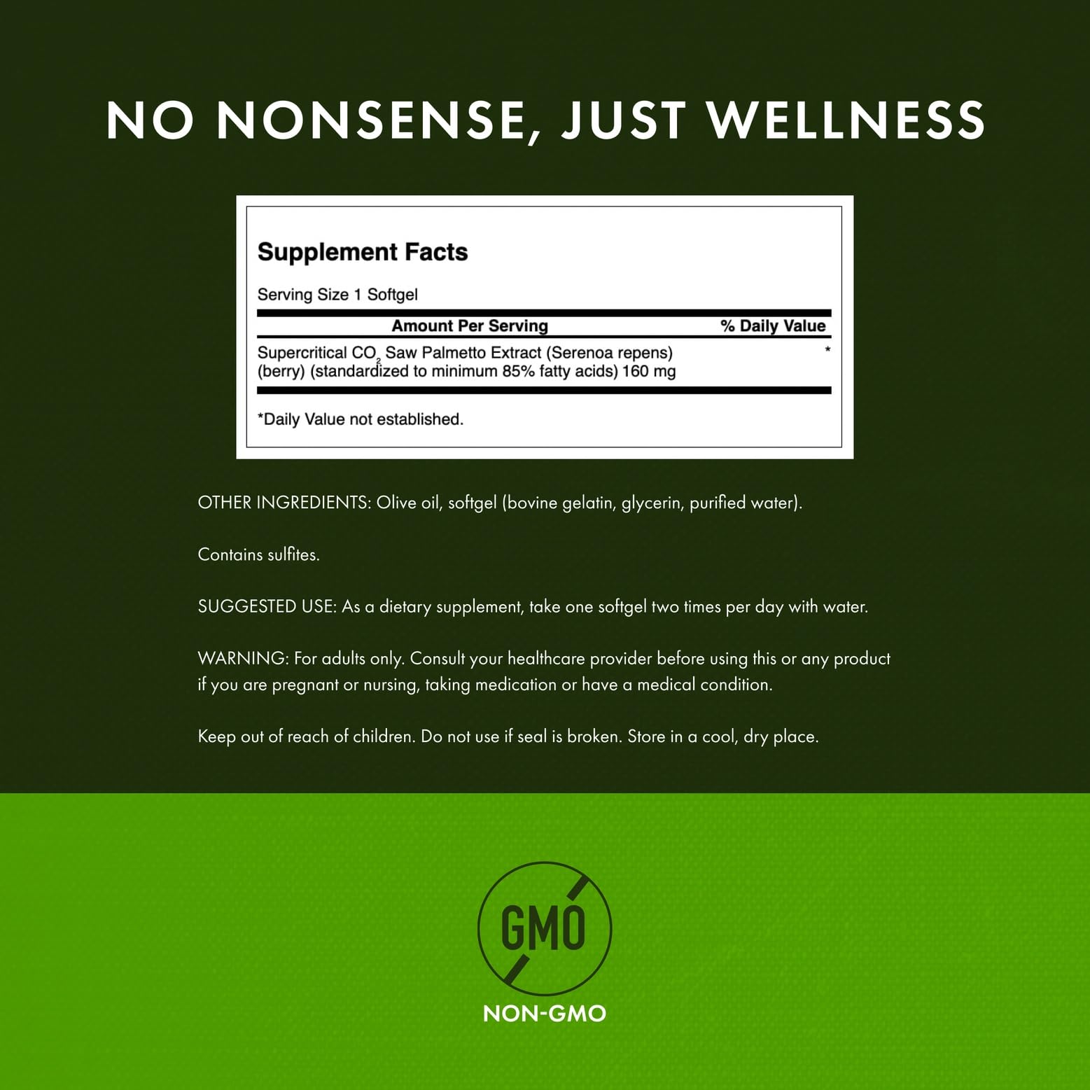 Swanson Saw Palmetto capsules for easy daily hormonal balance support.