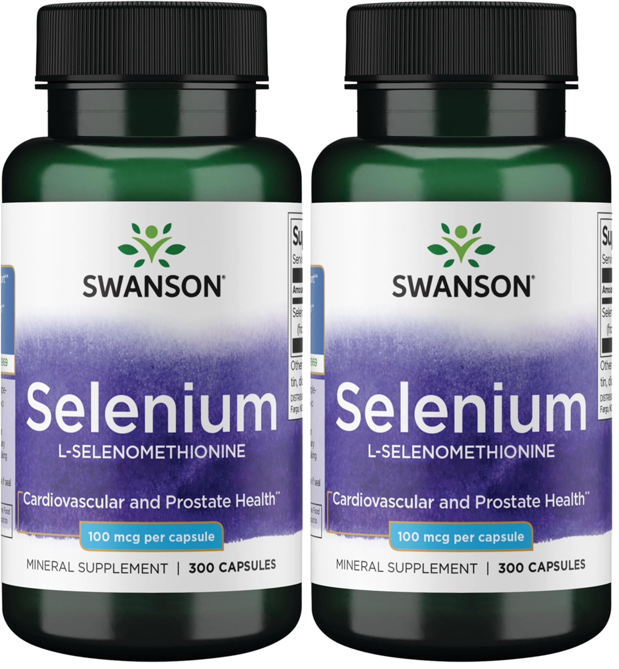 Swanson Selenium 300 capsules bottle for daily heart and prostate health support.
