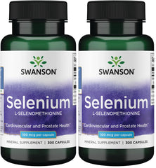 Swanson Selenium 300 capsules bottle for daily heart and prostate health support.