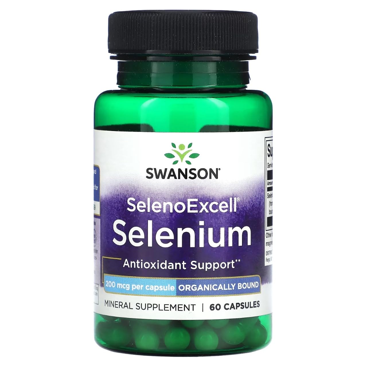 Swanson SelenoExcell bottle view shows high-potency selenium for daily antioxidant support