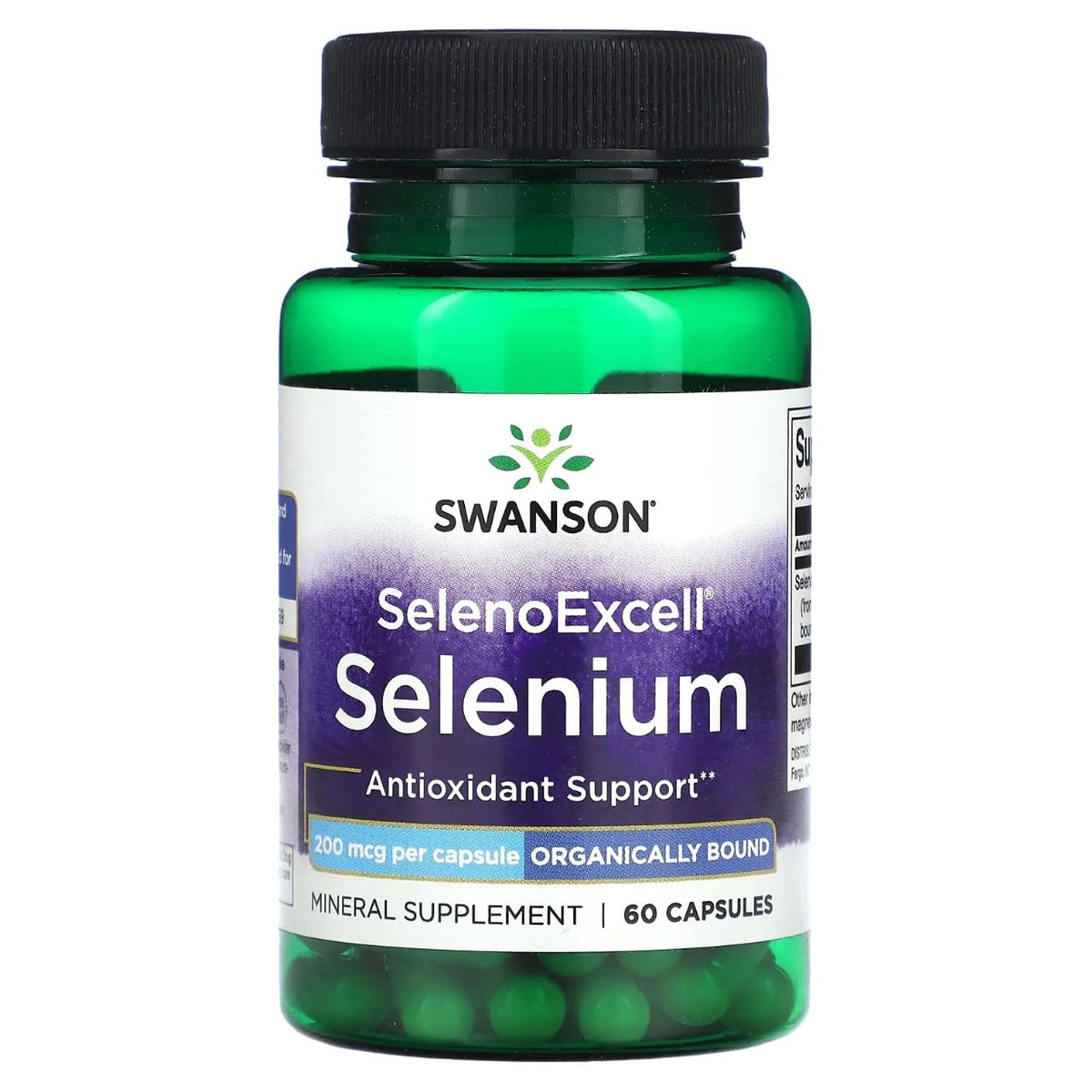 Swanson SelenoExcell bottle view shows high-potency selenium for daily antioxidant support